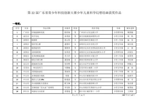 第22届广东省青少年科技创新大赛少年儿童科学幻想绘画获奖作品