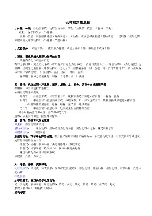无脊椎动物总结