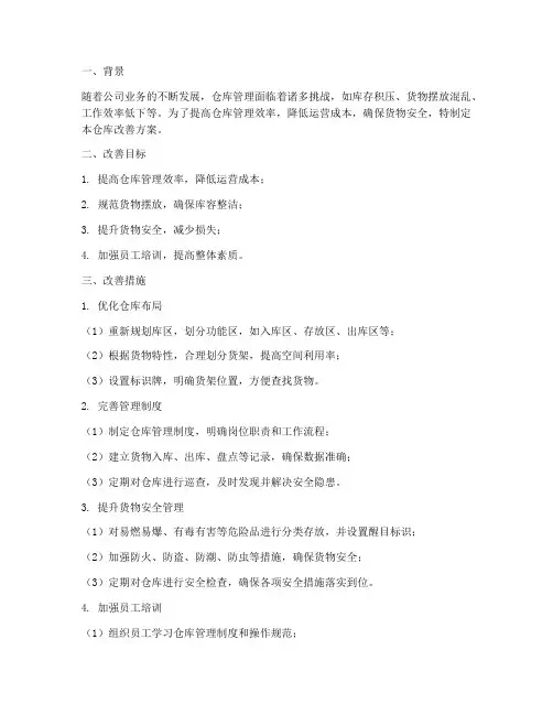 仓库改善方案总结范文