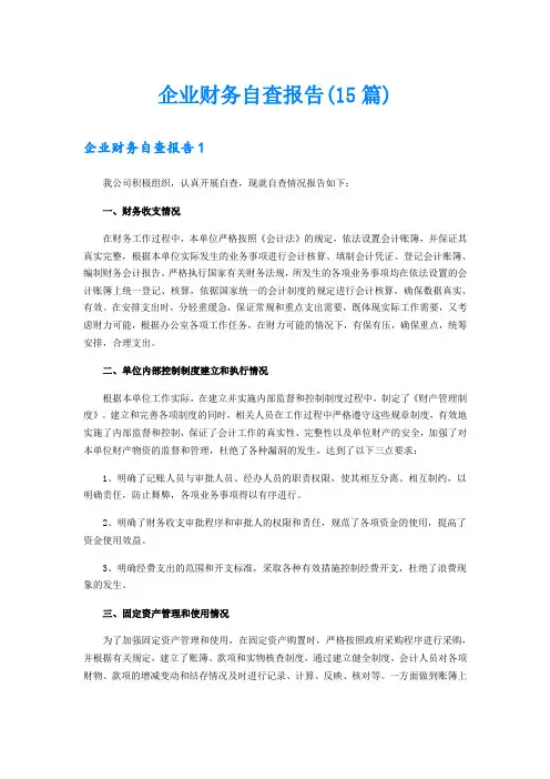 企业财务自查报告(15篇)