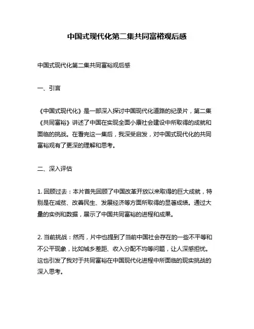 中国式现代化第二集共同富裕观后感