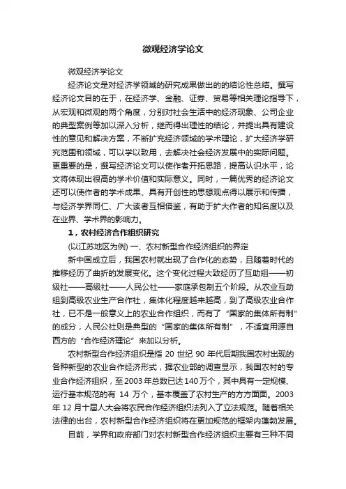 微观经济学论文