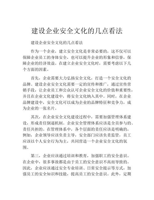 建设企业安全文化的几点看法