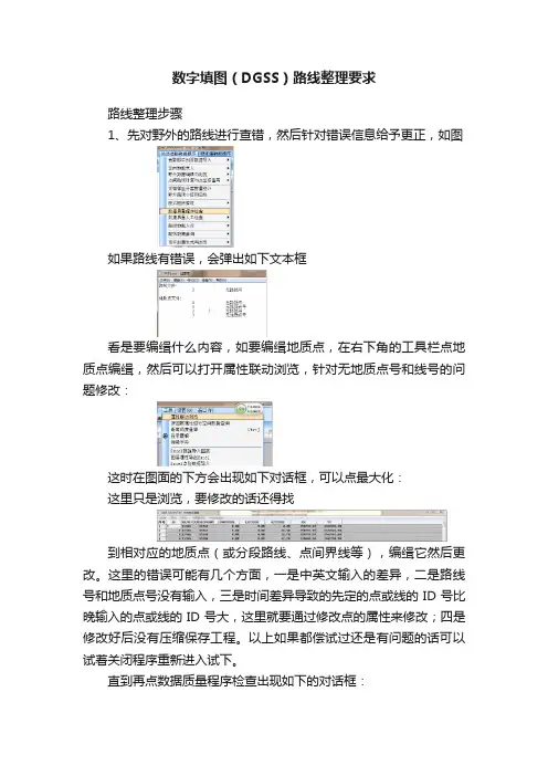 数字填图（DGSS）路线整理要求