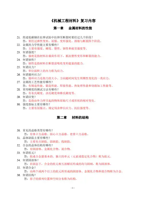 机械工程材料——复习内容 2