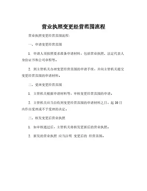营业执照变更经营范围流程