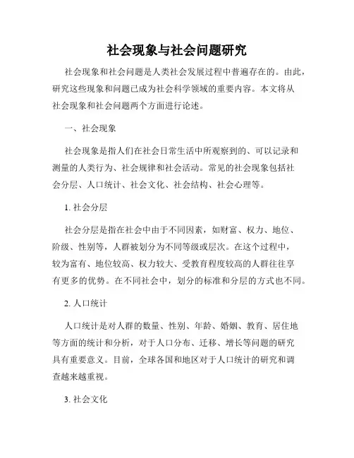 社会现象与社会问题研究