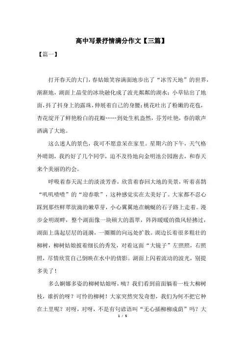 高中写景抒情满分作文【三篇】