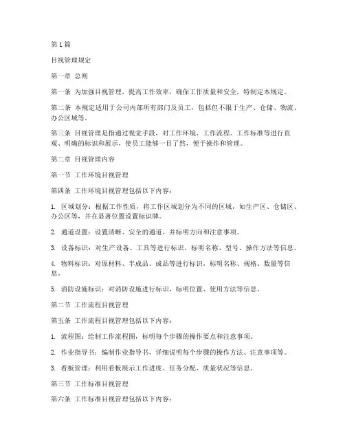 目视管理规定(3篇)