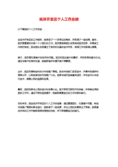 经济开发区个人工作总结