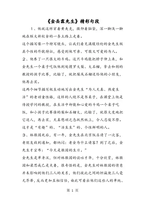 《金岳霖先生》精彩句段