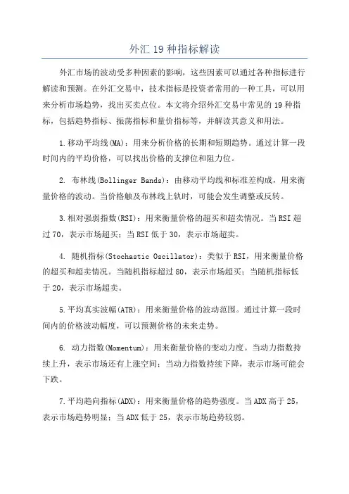 外汇19种指标解读