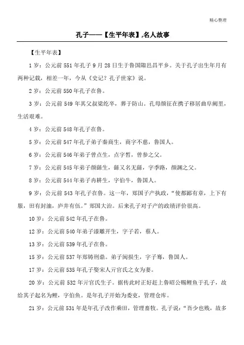 孔子——【生平年表】,名人故事