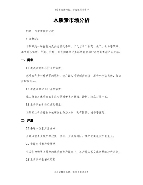 木质素市场分析
