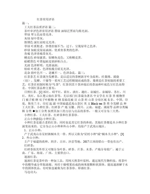 红茶常用评语
