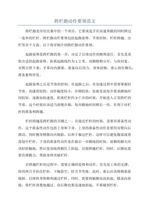 跨栏跑动作要领范文