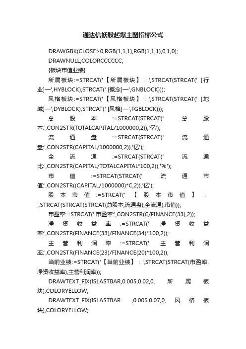 通达信妖股起爆主图指标公式