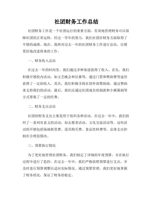社团财务工作总结