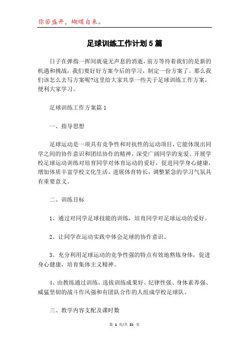 足球训练工作计划5篇