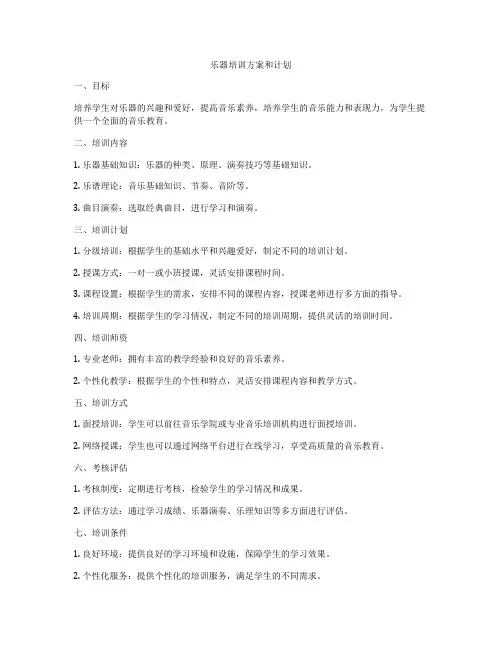 乐器培训方案和计划
