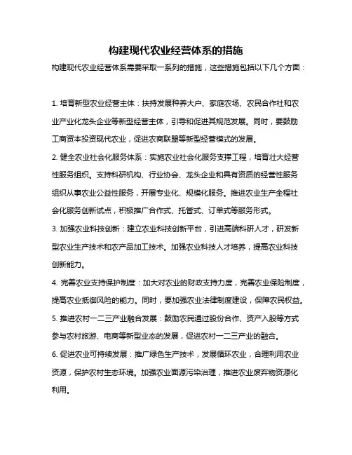 构建现代农业经营体系的措施