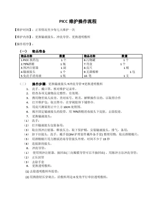 PICC维护操作流程（先接头后敷贴）+（2016+05+13）