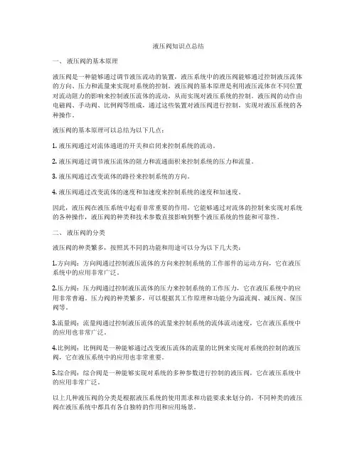 液压阀知识点总结