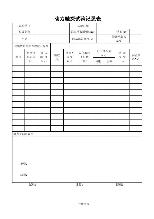 标贯、动力触探、静力触探原始记录