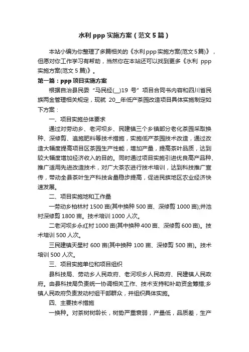 水利ppp实施方案（范文5篇）