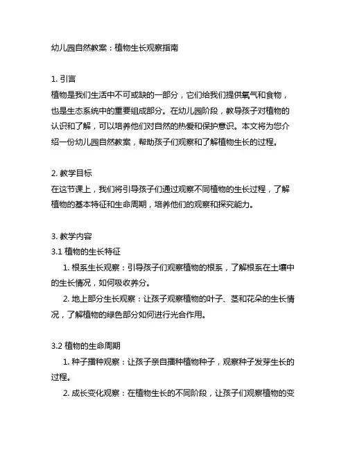 幼儿园自然教案：植物生长观察指南