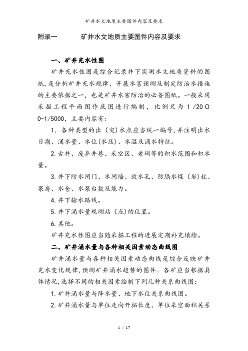 矿井水文地质主要图件内容及要求