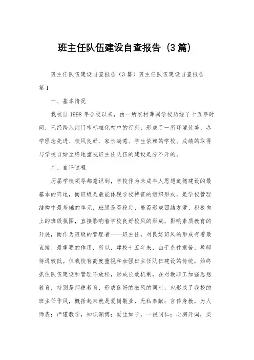 班主任队伍建设自查报告(3篇)