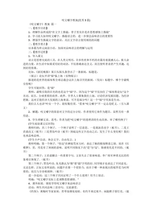 咬文嚼字教案(优秀3篇)
