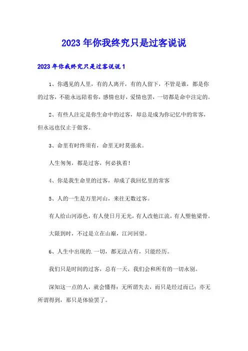 2023年你我终究只是过客说说