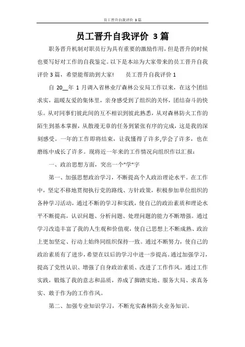 员工晋升自我评价 3篇