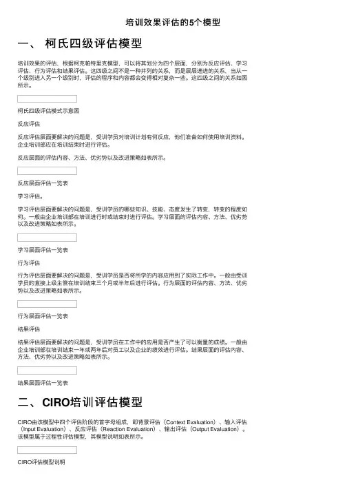 培训效果评估的5个模型