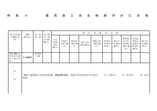 建筑施工安全检查标准JGJ检查表正式版