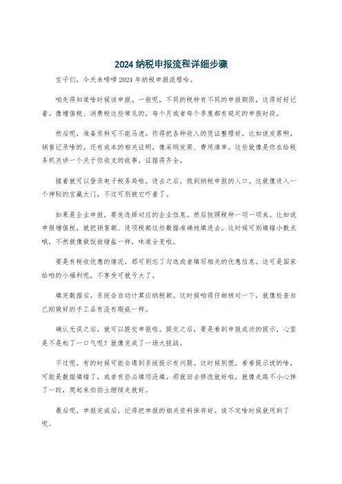 2024纳税申报流程详细步骤