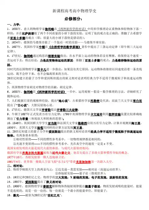 物理学史高考必背
