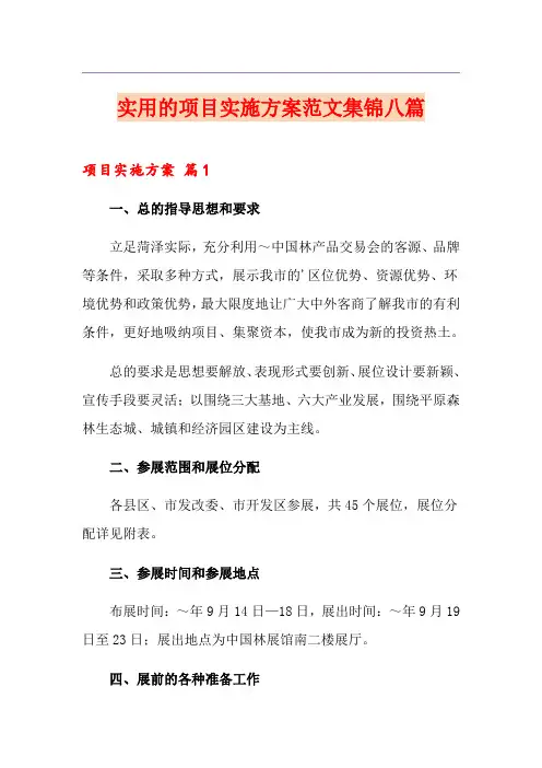 实用的项目实施方案范文集锦八篇