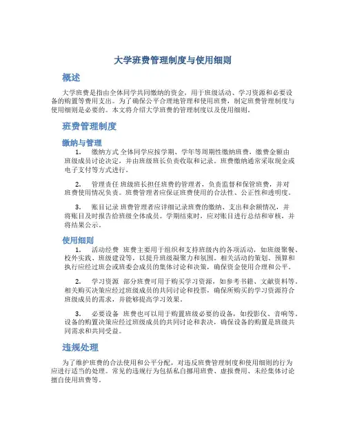 大学班费管理制度与使用细则