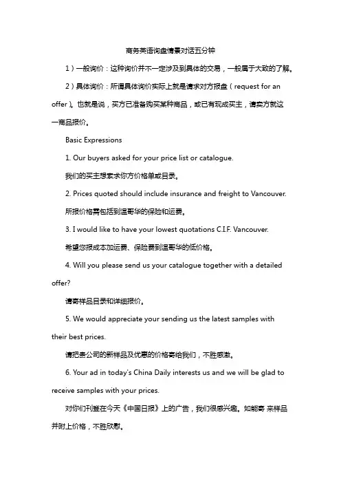 商务英语询盘情景对话五分钟