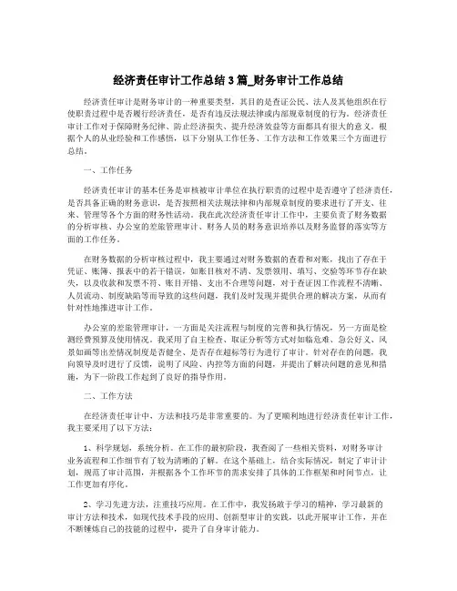 经济责任审计工作总结3篇_财务审计工作总结