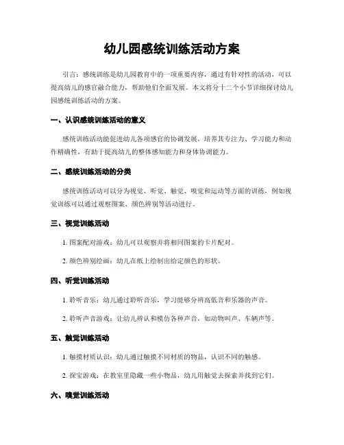 幼儿园感统训练活动方案