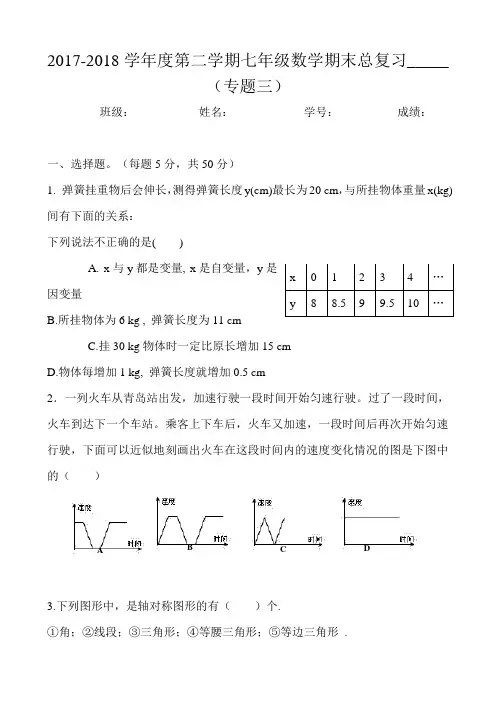 2017-2018学年度第二学期七年级数学期末总复习(专题三)