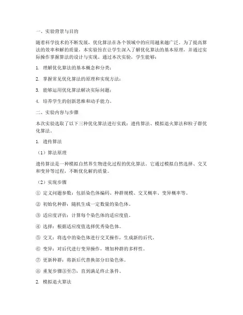 高校优化算法实验报告
