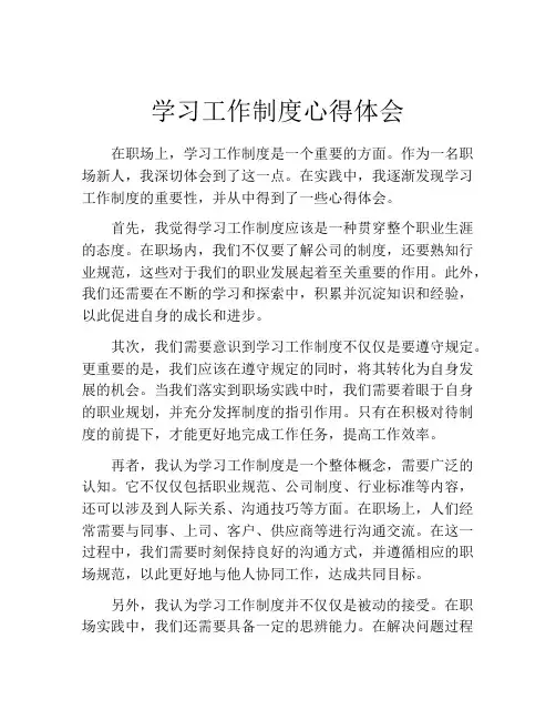 学习工作制度心得体会