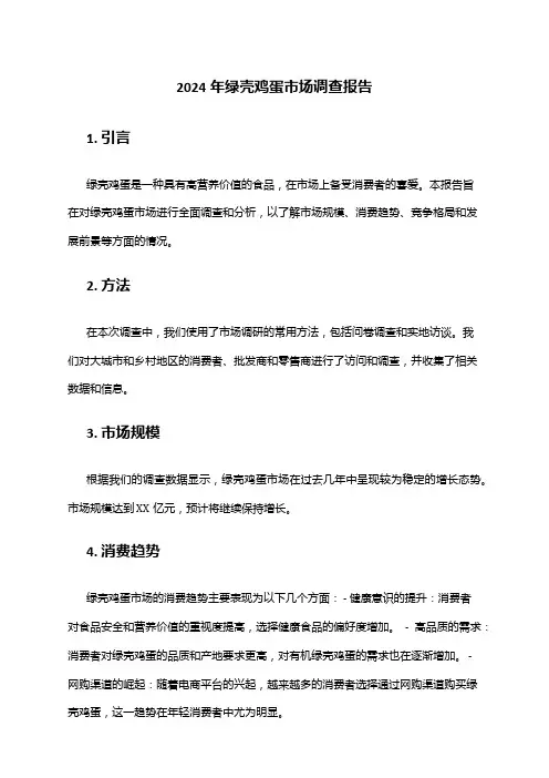2024年绿壳鸡蛋市场调查报告
