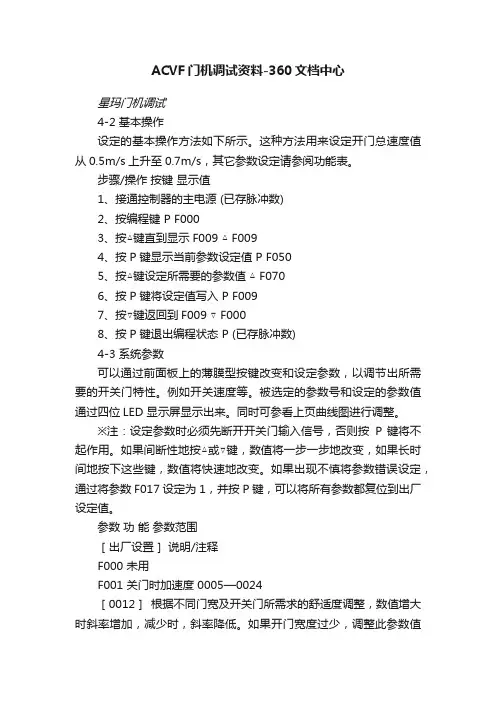 ACVF门机调试资料-360文档中心