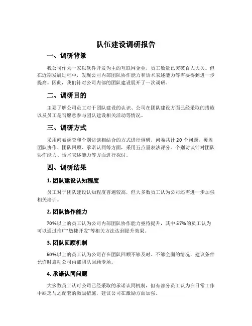 队伍建设调研报告